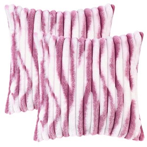 Unique Bargains Gradient Striped Tie Dye Faux Fur Plush Pillowcases 2 Pcs - 1 of 4