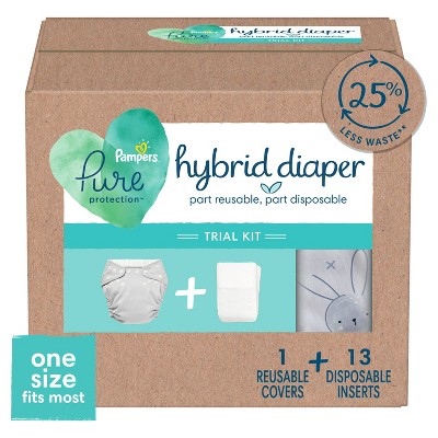 Pampers Pure Hybrid Kits - Reusable Cloth Diaper Covers + Disposable Inserts - 13ct