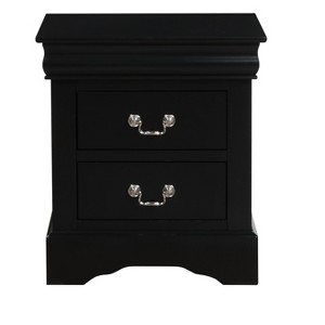 Black Finish Traditional Bedroom Wooden Nightstand 1pc Louis Philippe Style Furniture Two Drawers Storage - 1 of 4