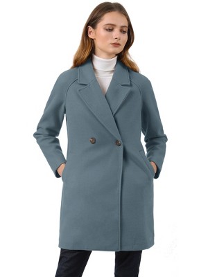 INSPIRE CHIC Women's Notched Lapel Double Breasted Raglan Sleeve Winter Coat