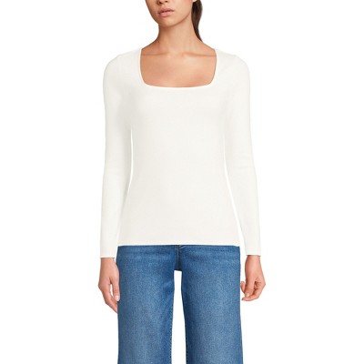 Lands' End Women's Long Sleeve Rib Square Neck Tee