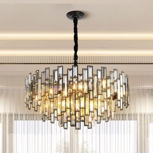 24“3-Tier Black Round K9 Crystal Chandelier - 1 of 4