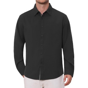 4x black dress shirt Quattro Flex Dress Shirt with Semi-Spread Collar Black