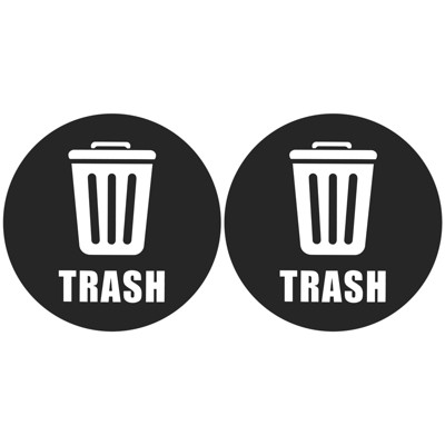 Unique Bargains Stainless Steel Plastic Trash Can Labels Large Vinyl Trash Stickers Decals