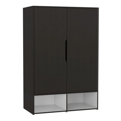 Depot E-Shop Armoire, Double Door Cabinets, Five Shelves, Hanging Rod, Two Open Shelves