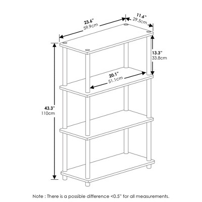 Sleek Beech & White 4-Tier Open Design Storage Shelf