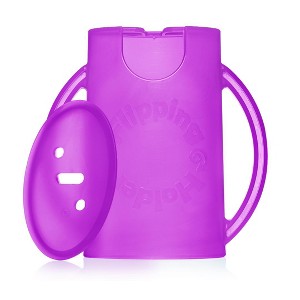 Flipping Holder Food Pouch Holder No Squeeze, flips over to hold drink boxes and juice pouches, easy grip handles and lid (Purple) - 1 of 4