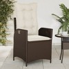 vidaXL Reclining Patio Chairs 2 pcs with Cushions Brown Poly Rattan - 3 of 4