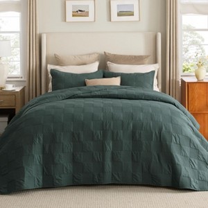 Bedsure 100% Cotton Quilt Set Lightweight Bedspread Cozy Bedding Coverlet Pillow Shams - 1 of 4