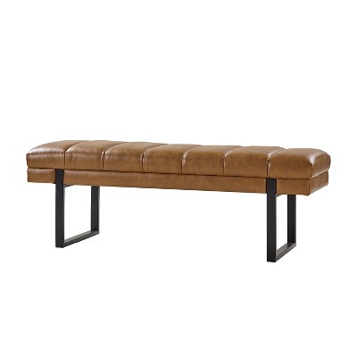 Fritz Modern Channel Tufted Design Upholstered Bench with Metal Legs|ARTFUL LIVING DESIGN