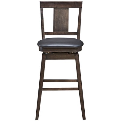 Set of 3 Cozy Swivel Bar Stools with Faux Leather Seat and Wooden Legs