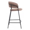 Shearling Fabric Counter Stool 35.8" H, Brown with Black Steel Legs by Zuo Modern (Set of 2) - 3 of 4