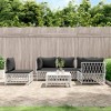 vidaXL 6 Piece Patio Lounge Set with Cushions White Steel - 3x corner + 2x middle + table - 2 of 4