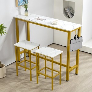 Finnhomy Bar Table Set, 52.7" Pub Table High Top Table, Rectangular Bar Height Table, Bar Table with Stools, Kitchen Table Set for 2 - 1 of 4
