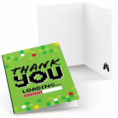 Big Dot of Happiness Game Zone - Pixel Video Game Party or Birthday Party Thank You Cards (8 count)