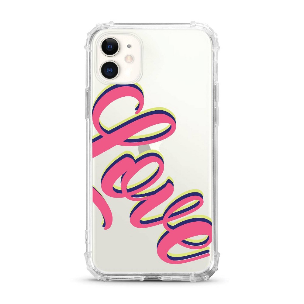 OTM Essentials iPhone 11/XR Tough Edge Words & Quotes Clear Case - Neon Love: TPU Flexible Design