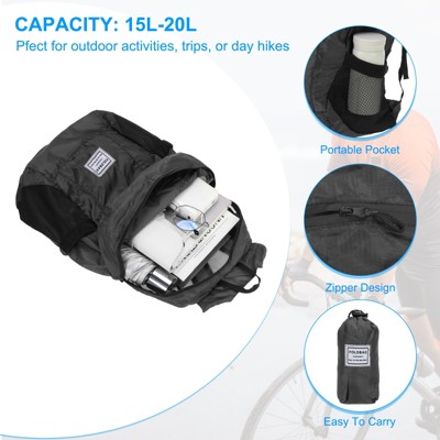Unique Bargains Durable Polyester Material Water-Resistant Lightweight Portable Backpack Black — фото 5
