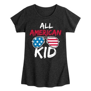 Girls' - Instant Message - All American Kid Fitted Short Sleeve Graphic T-Shirt - 1 of 4
