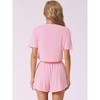INSPIRE CHIC Women's Short Sleeve Ribbed Knit Side Slits Shorts Pajama Sets 2 Pcs - 3 of 4