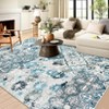 Washable Rugs for Living Room Low Pile Non-Slip Vintage Floral Area Rug, Non Shedding Soft Accent Carpet, Large Oriental Foldable Floor Mats - 2 of 4