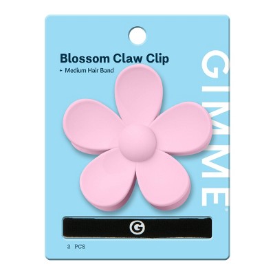 Gimme Beauty Pink Daisy Claw Clip + Medium Hair Band Hair Accessory Set - 2pc