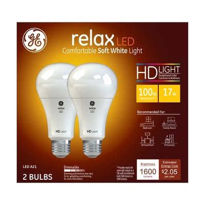 GE 2pk 15W 100W Equivalent Relax LED HD Light Bulbs Soft White_0