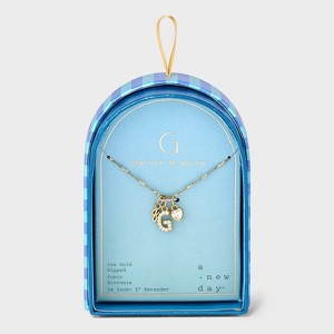 14K Gold Dipped Charm Initial Pendant Necklace - A New Day™ Gold - 1 of 4