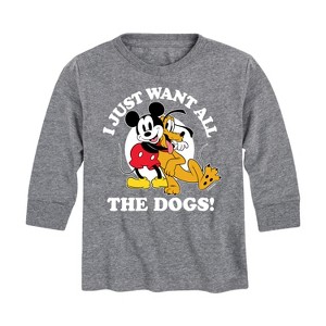 Boys' - Disney - Mickey Pluto Just Want All Dogs Long Sleeve Graphic T-Shirt - 1 of 4