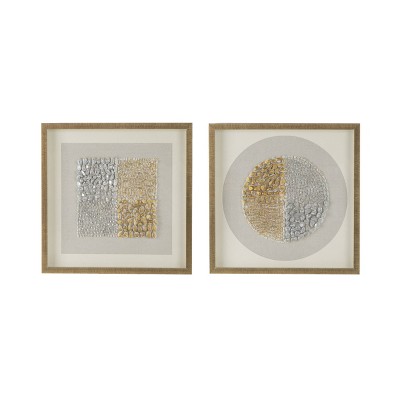 Set of 2 Aurelia Shadow Box Wall Decors Silver/Gold/Clear - A&B Home
