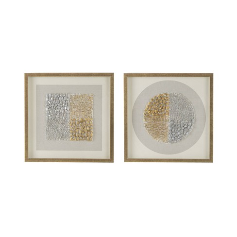 Set of 2 Aurelia Shadow Box Wall Decors Silver/Gold/Clear - A&B Home - image 1 of 4