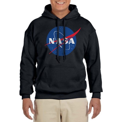 NASA Mens Meatball Space Fashion Logo Pocket Sweatshirt Hoodie Pullover S Black