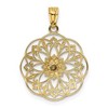 Black Bow Jewelry 14k Two Tone Gold Round Filigree Rose Pendant, 19mm (3/4 inch) - 3 of 4