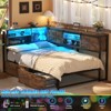 Aheaplus Rebersible Daybed with Bookcase and Drawer, Corner Bed Frame with Sliding Door, Brown - 2 of 4