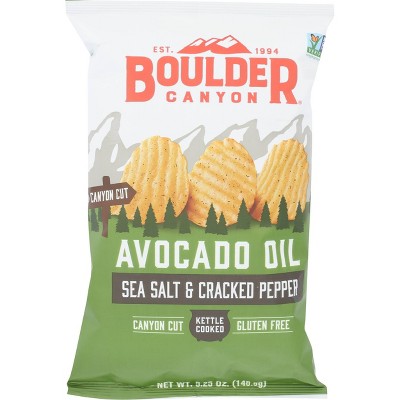 Boulder Avocado Oil Canyon Cut Seasalt and Cracked Pepper Potato Chips 5.25oz 12 pk