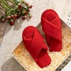 TIME HOLLOW Red Corduroy Crossband Open-Toe Slippers - 2 of 3