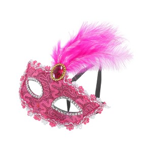 Unique Bargains Dragon Pattern Feather Half Face Party Mask 1 Pc - 1 of 4