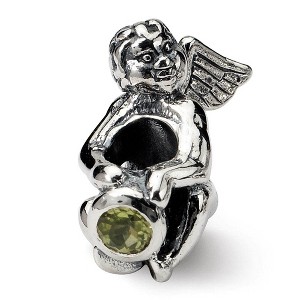Black Bow Jewelry Sterling Silver August CZ Birthstone, Angel Bead Charm - 1 of 3