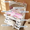 Makeup Vanity Desk with Mirror, 45"W Dressing Table with 10 Drawers & Glass Tabletop, Makeup Vanity Table with Hairdryer Holder for Bedroom - 2 of 4