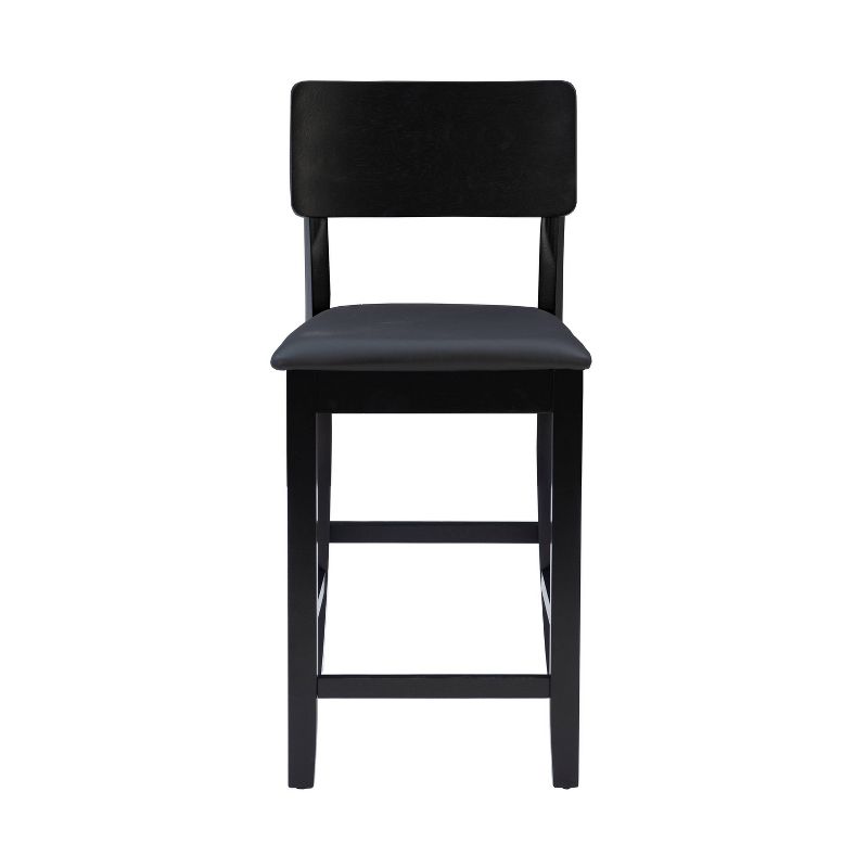 Torino Faux Leather Contemporary 24&#34; Padded Seat Counter Height Barstool Hardwood/Black - Linon, 4 of 14