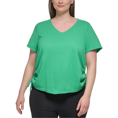 Calvin Klein Womens Textured Side Ruched Embellished T-Shirt