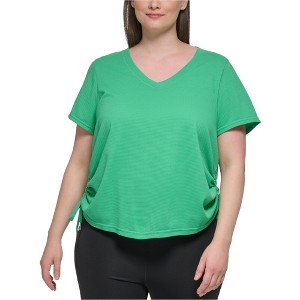Calvin Klein Womens Textured Side Ruched Embellished T-Shirt - 1 of 1