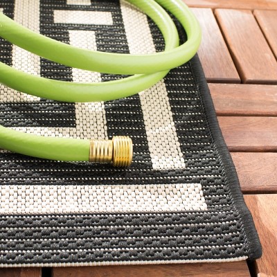 Black and Bone Geometric Indoor/Outdoor Area Rug