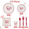 215PCS Disposable Paper Dinnerware Set (Serves 25) - Festive Decor for Christmas/Valentine’s Day/Halloween, Party Tableware Kit for Holiday - 3 of 4