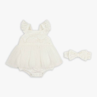 Girl Eyelet Bodysuit & Headband Set - Miniclasix 6M