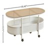 VYNXARIA Stylish Movable Oval Glass Coffee Table with Storage - 4 of 4