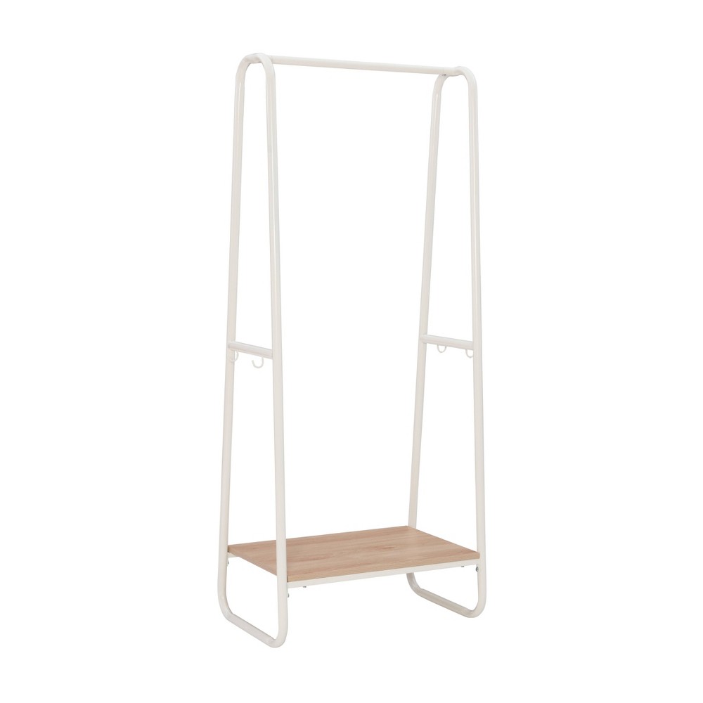 Photos - Other Furniture Linon Roset Transitional 4 Hooks and a Shelf Tall Coat Rack Natural Wood Finish 