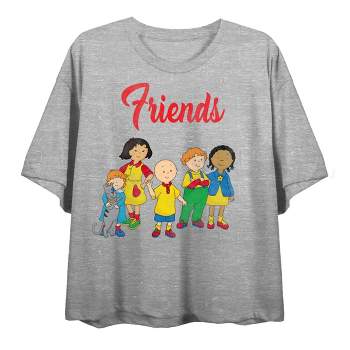 Caillou Friends Juniors' Heather Gray Graphic Crop Tee