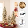 LuxenHome Set of 3 Christmas Trees, Flocked Slim Christmas Tree Prelit, (5-Ft, 4-Ft, 3-Ft) Green - 2 of 4