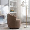 25.6"Swivel Accent 360°Swivel  Armchair Barrel Chair With Black Powder Coating Metal Ring，White+Velvet - 2 of 4