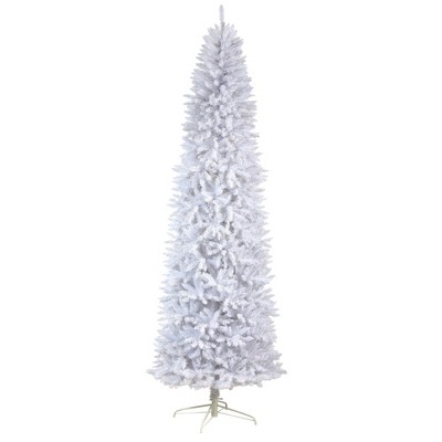 9-Foot Slim White Artificial Christmas Tree with Warm LED Lights